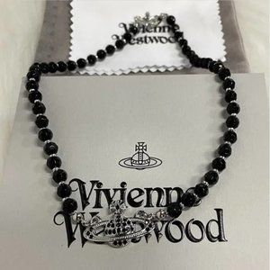 NTW Vivienne Westwood Saturn 3D Black Pearl Necklace